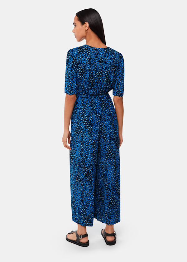 Blue Painted Leopard Jumpsuit